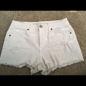 Pre-Ripped White Jean Shorts